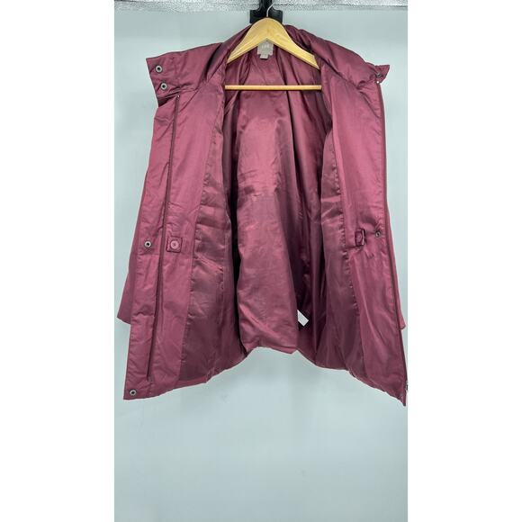 J Jill Down Fill Puffer Coat Jacket Burgundy Red Removable Hood Women's Large - Picture 10 of 11